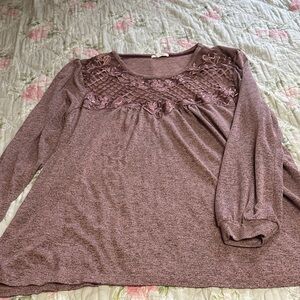 Maurices rose heather grey Long Sleeve Blouse